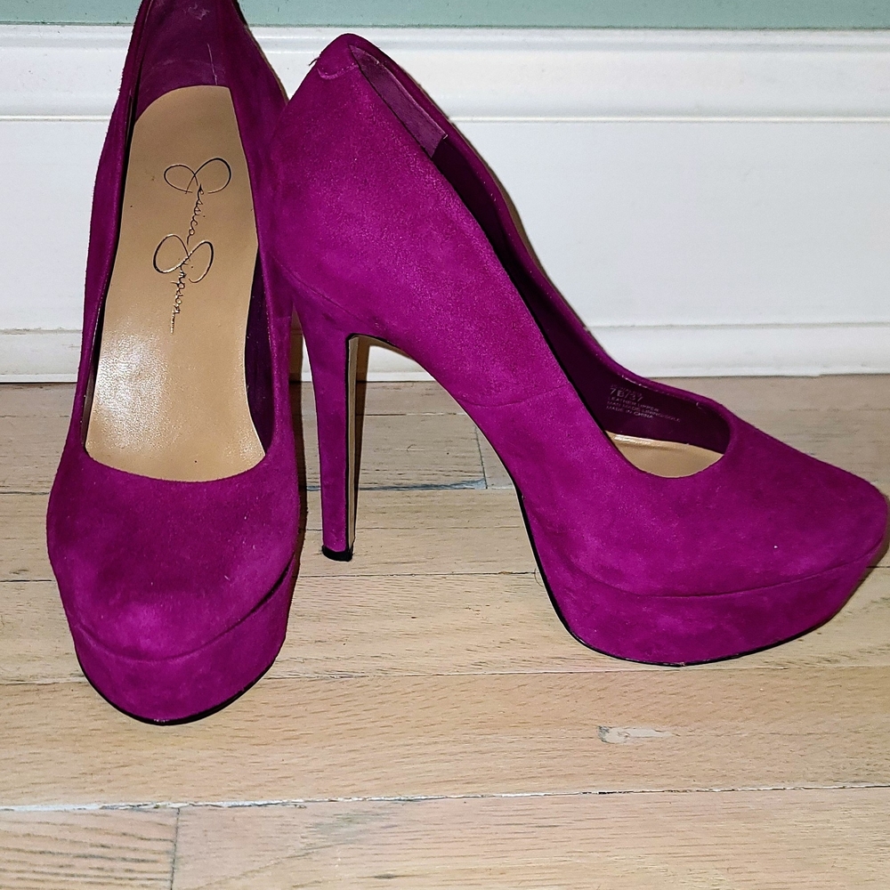 Jessica Simpson Women's Pink Suede Platform Heels